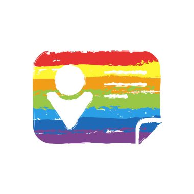 Kimlik kartı simgesi. Çizim işaretiyle Lgbt stil, gökkuşağı (kırmızı, turuncu, sarı, yeşil, mavi, Indigo, menekşe, yedi renk