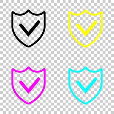 koruma başarı. basit simgesi. Cmyk simgeleri şeffaf arka plan üzerinde renkli dizi