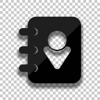 Adres defteri kapak adam simgesi olan. Saydam arka plan üzerinde yumuşak gölgeli siyah cam kutsal kişilerin resmi