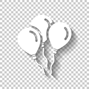 Hava balonları, basit simgesi. Kutlama iz. Gölge şeffaf arka plan üzerinde beyaz simgesi