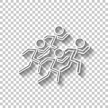 çalışan insanlar. takım lideri ile. Gölge şeffaf arka plan üzerinde beyaz anahat işaretiyle