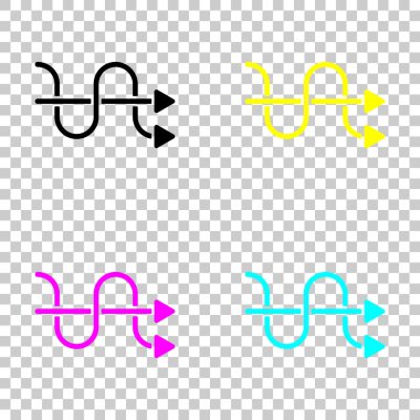 çapraz ok. basit siluet. Cmyk simgeleri şeffaf arka plan üzerinde renkli dizi