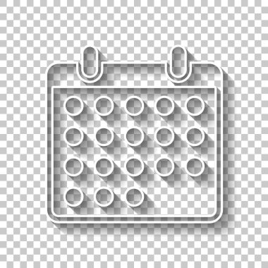 basit takvim simgesini. Gölge şeffaf arka plan üzerinde beyaz anahat işaretiyle