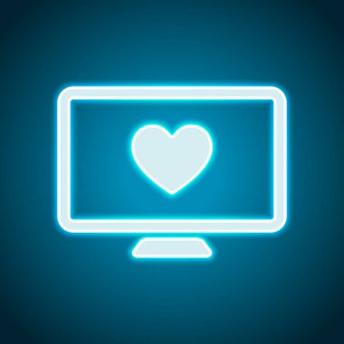 bilgisayar ve duydum. basit simgesi. Neon tarzı. Işık dekorasyon simgesi. Parlak elektrik sembolü