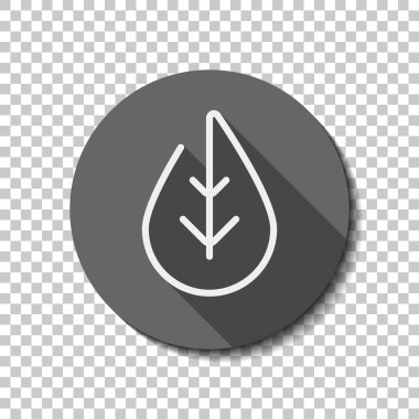 Basit yaprak. Doğrusal simgesi, ince anahat. düz simgesi, uzun gölge, daire, şeffaf ızgara. Rozet veya etiket stili