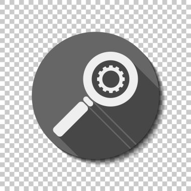 . Saydam arka plan üzerinde bir dairede uzun gölge beyaz düz simgesi