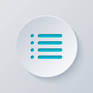 Basit liste menü simgesi. Gri ve mavi katmanları ile daire kes. Kağıt tarzı