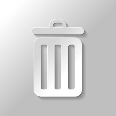 Çöp kutusu. basit simgesi. Kağıt tarzı ile gölge gri arka plan üzerinde