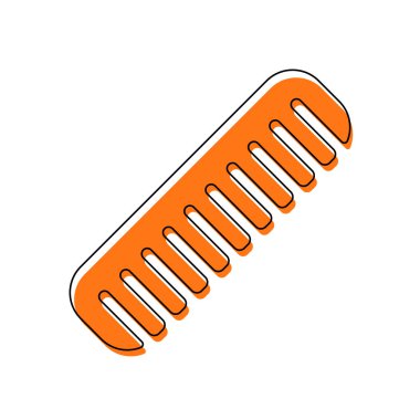 tarak, saç fırçası. basit siluet. İzole simge siyah ince dağılımı ve farklı katmanlarda doldurma taşındı turuncu oluşan. Beyaz arka plan