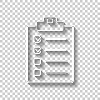 Denetim listesi simgesi. Gölge şeffaf arka plan üzerinde beyaz anahat işaretiyle