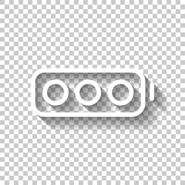 Basit boş pil, düzey yok. Gölge şeffaf arka plan üzerinde beyaz simgesi