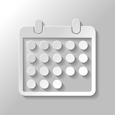 basit takvim simgesini. Kağıt tarzı ile gölge gri arka plan üzerinde