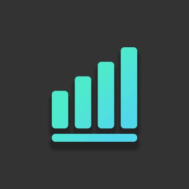 Büyüyen grafik hat simgesi. Renkli logo kavramı koyu arka plan üzerinde yumuşak gölge ile. Masmavi okyanus rengini simgesi
