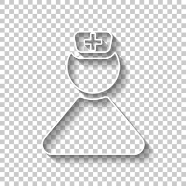 Hemşire, basit kadın sembolü. Gölge şeffaf arka plan üzerinde beyaz anahat işaretiyle