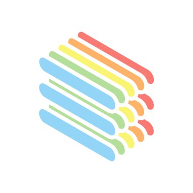 Hamburger menü. Web simgesi. Beyaz arka plan üzerinde renkli izometrik simgeler yığını