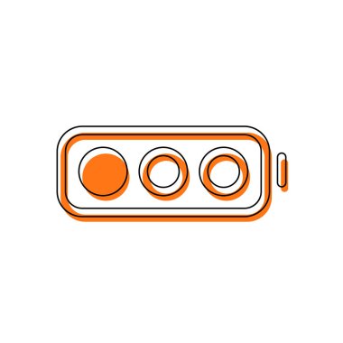 Basit pil, düşük düzeyde. İzole simge siyah ince dağılımı ve farklı katmanlarda doldurma taşındı turuncu oluşan. Beyaz arka plan