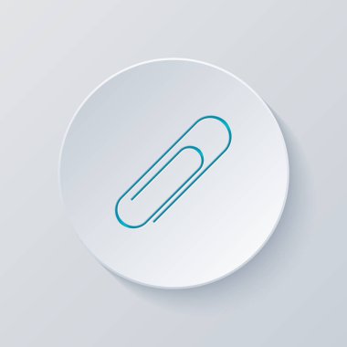 Kağıt atacı simgesi. Gri ve mavi katmanları ile daire kes. Kağıt tarzı