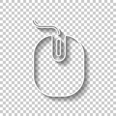bilgisayar fare simgesi. Gölge şeffaf arka plan üzerinde beyaz anahat işaretiyle