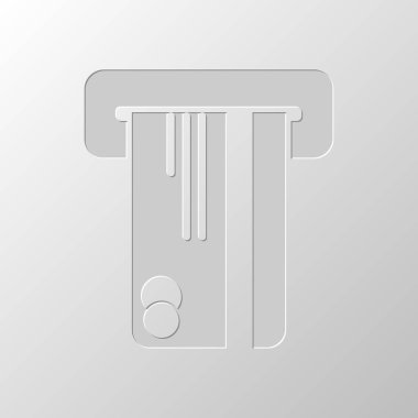 ATM makine ve kredi kartı. basit siluet. Kağıt tasarımı. Düzenlenen sembolü. Çekirdeksiz stili