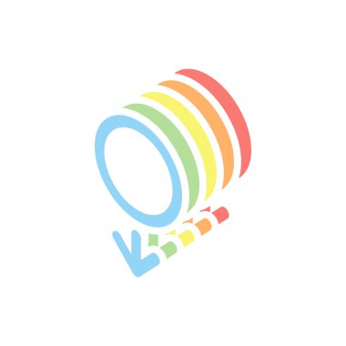 cinsiyet sembolü. Doğrusal sembolü. basit insanlar simgesi. Beyaz arka plan üzerinde renkli izometrik simgeler yığını