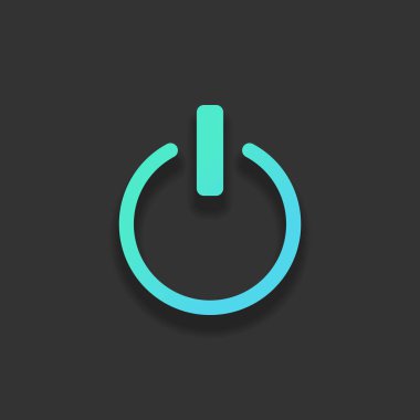 kapamak aşağı, güç. Renkli logo kavramı koyu arka plan üzerinde yumuşak gölge ile. Masmavi okyanus rengini simgesi