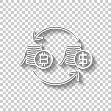 Bitcoin simgesini değiştirmek. Gölge şeffaf arka plan üzerinde beyaz anahat işaretiyle