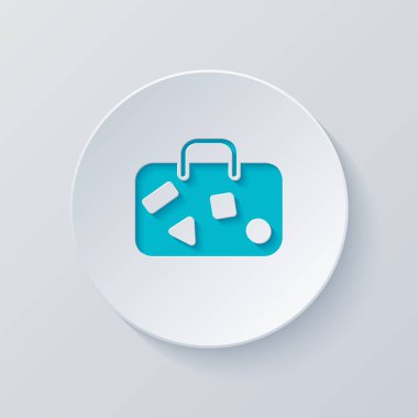 seyahat çantası, Bagaj, dava. Gri ve mavi katmanları ile daire kes. Kağıt tarzı