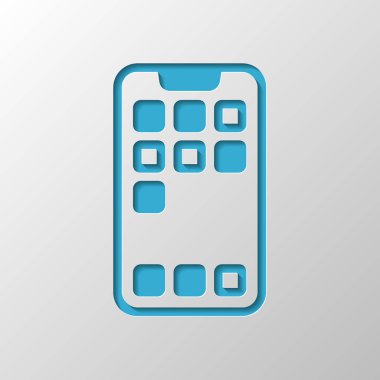 Basit hareket eden telefon simgesi. Doğrusal sembol, ince anahat. Kağıt tasarımı. Gölge ile düzenlenen sembolü