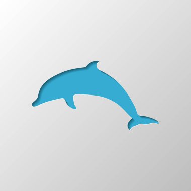 silhouette of dolphin. Paper design. Cutted symbol with shadow clipart