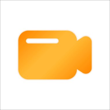 Basit video kamera simgesi. Portakal işareti beyaz arka plan üzerinde düşük ışık ile