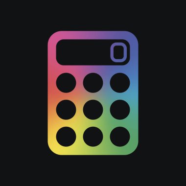 basit hesap makinesi simge. Gökkuşağı rengi ve koyu arka plan