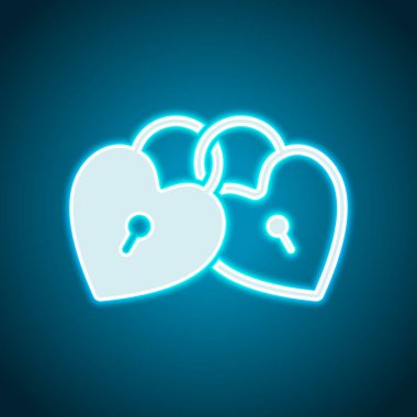 bağlantılı kupa, kilit simgesi. Neon tarzı. Işık dekorasyon simgesi. Parlak elektrik sembolü