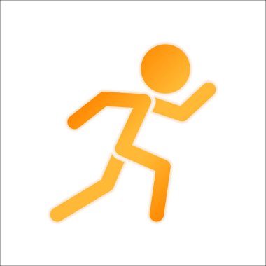 çalışan adam. basit simgesi. Portakal işareti beyaz arka plan üzerinde düşük ışık ile