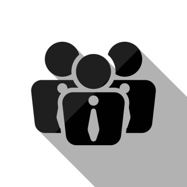 Office insanlar, takım. Uzun gölge beyaz arka planda siyah nesnesiyle