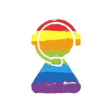 Müşteri Hizmetleri. servisini destekleyen. basit simgesi. Çizim işaretiyle Lgbt stil, gökkuşağı (kırmızı, turuncu, sarı, yeşil, mavi, Indigo, menekşe, yedi renk