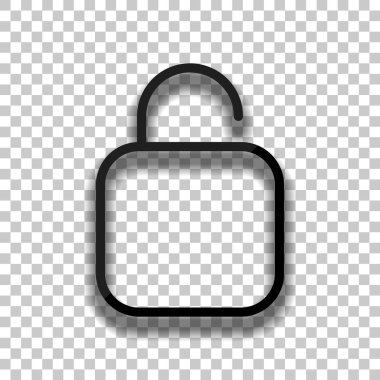 Basit kilidini. Doğrusal, ince anahat. Saydam arka plan üzerinde yumuşak gölgeli siyah cam kutsal kişilerin resmi