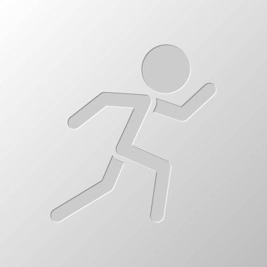 çalışan adam. basit simgesi. Kağıt tasarımı. Düzenlenen sembolü. Çekirdeksiz stili