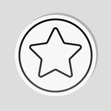 Daire kutsal kişilerin resmi içinde yıldız. Etiket tarzı ile beyaz ve gri arka plan üzerinde basit gölge