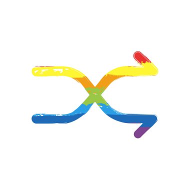 Basit ok geçti. Doğrusal, ince anahat. Çizim işaretiyle Lgbt stil, gökkuşağı (kırmızı, turuncu, sarı, yeşil, mavi, Indigo, menekşe, yedi renk