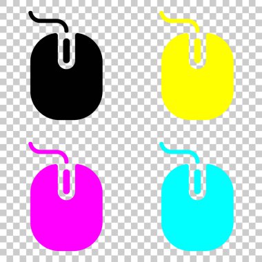 bilgisayar fare simgesi. Cmyk simgeleri şeffaf arka plan üzerinde renkli dizi.