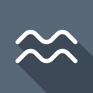 Astrolojik işaret. Kova basit simgesi. Uzun Gölge arka plan üzerinde beyaz düz simgesi