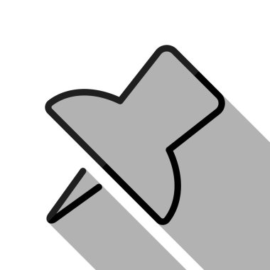 Basit bir itme. Doğrusal simgesi, ince anahat. Uzun gölge beyaz arka planda siyah nesnesiyle