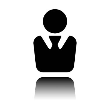 iş adamı simgesi. Siyah beyaz arka plan ayna yansıması simgesiyle