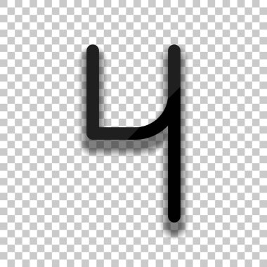 Sayı 4, rakamı, dördüncü. Saydam arka plan üzerinde yumuşak gölgeli siyah cam kutsal kişilerin resmi