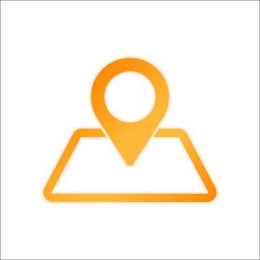 harita üzerinde etiket. basit siluet. Portakal işareti beyaz arka plan üzerinde düşük ışık ile