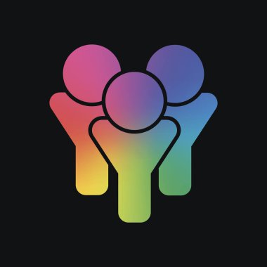 Takım Grup simgesi. Gökkuşağı rengi ve koyu arka plan