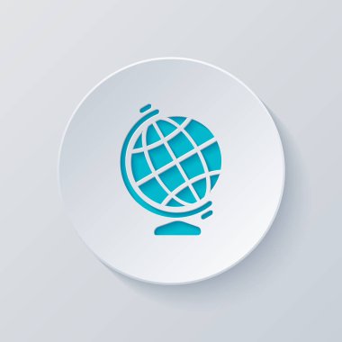 Basit küre sembolü. Gri ve mavi katmanları ile daire kes. Kağıt tarzı