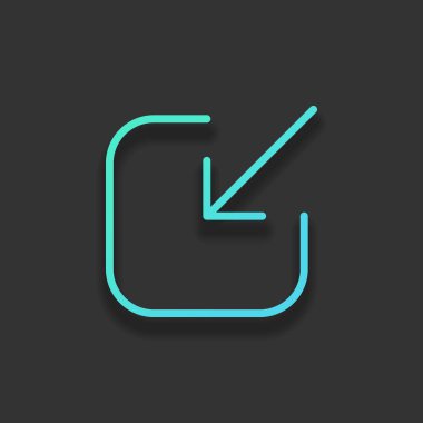 Paylaşımı, oturum açma veya indir. Çapraz ok Meydanı içine. Renkli logo kavramı koyu arka plan üzerinde yumuşak gölge ile. Masmavi okyanus rengini simgesi