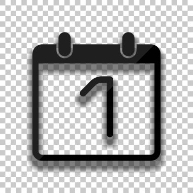 1 gün, basit simgesi ile takvim. Saydam arka plan üzerinde yumuşak gölgeli siyah cam kutsal kişilerin resmi