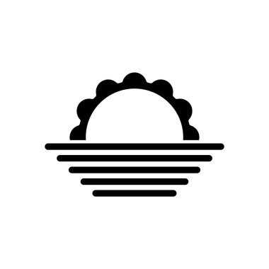 Güneş doğuyor. basit hava simgesi. Beyaz arka planda siyah simgesi